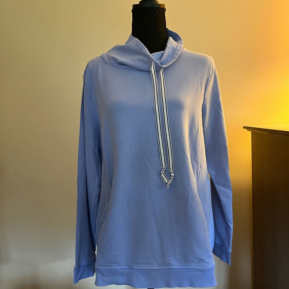 Talbots Periwinkle Mock Neck Sweatshirt with Draw Strings
